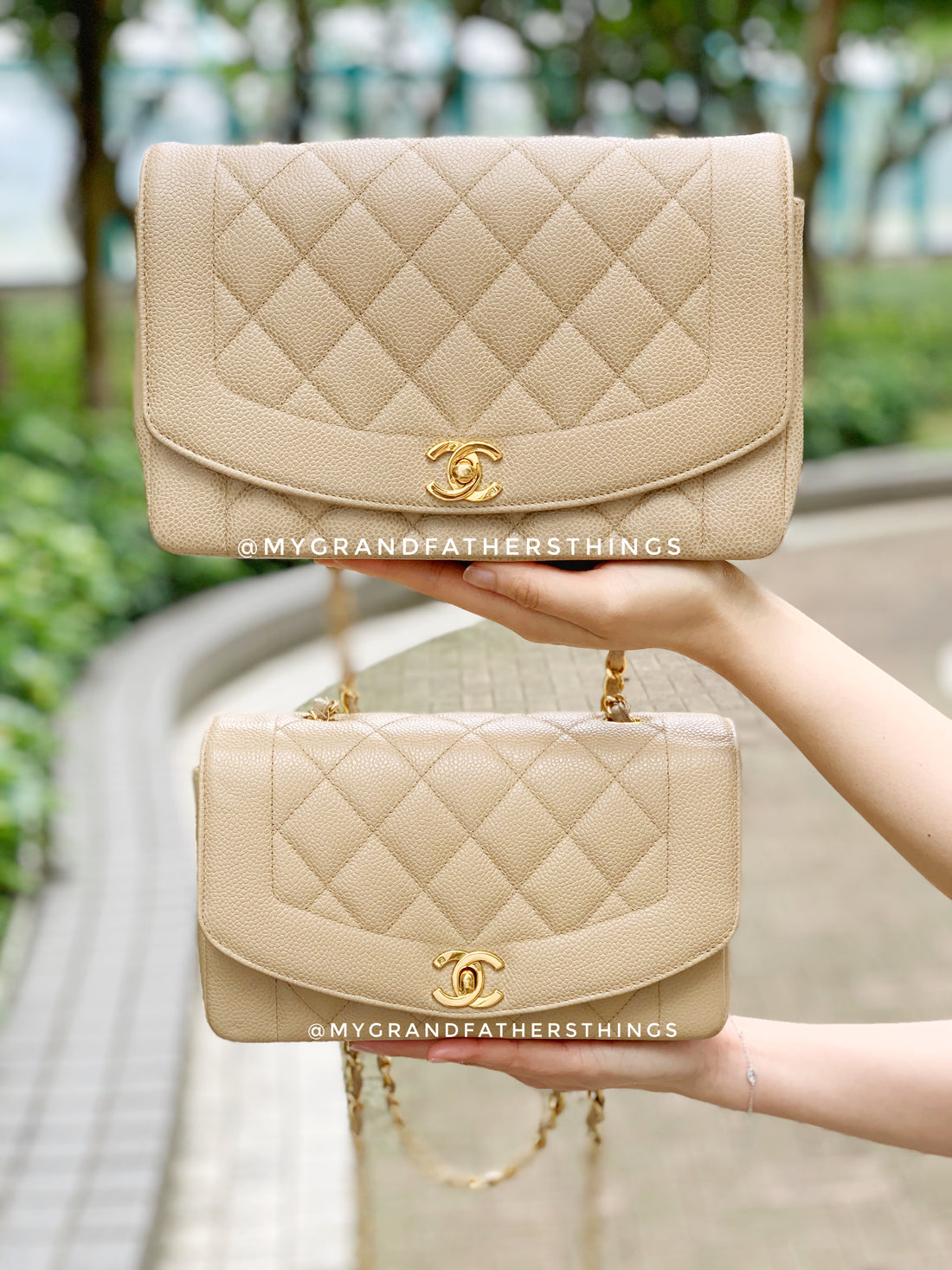 Trying on both sizes of vintage Chanel Dianas ft. Sheryl & Blanca