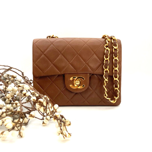 Althea, 2 Series Mini Square 17cm Brown Lambskin with seal only