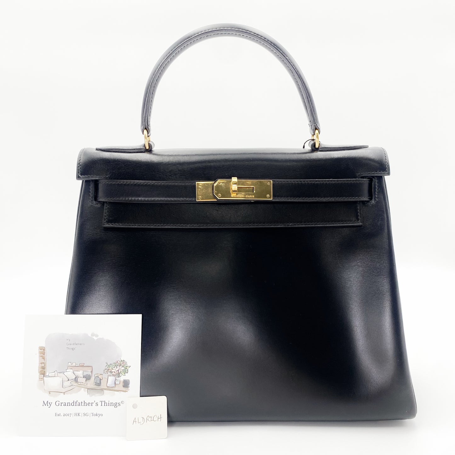 Aldrich, Vintage Authentic Hermes ⭕I 1979 kelly 28 retourne black box GHW