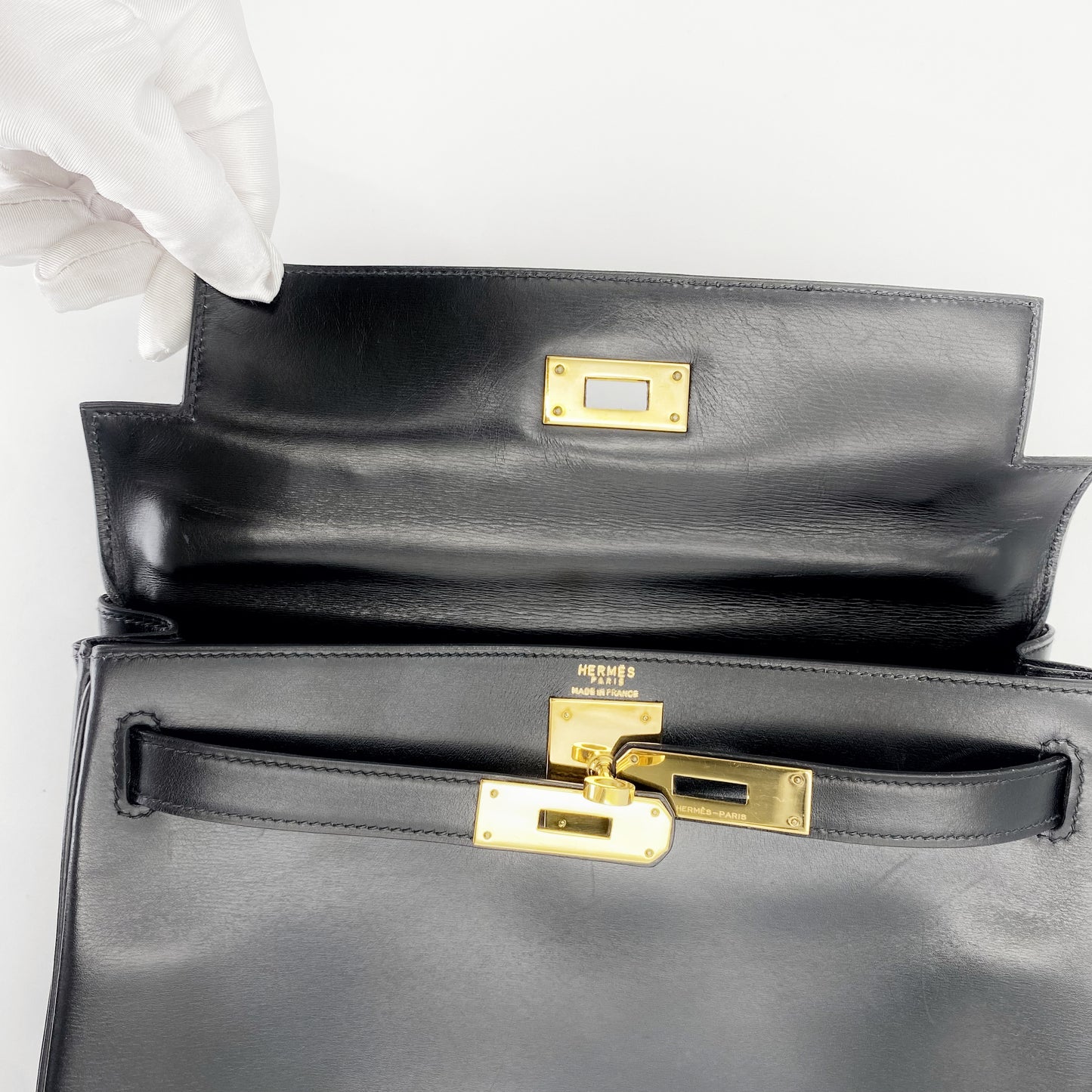 Aldrich, Vintage Authentic Hermes ⭕I 1979 kelly 28 retourne black box GHW