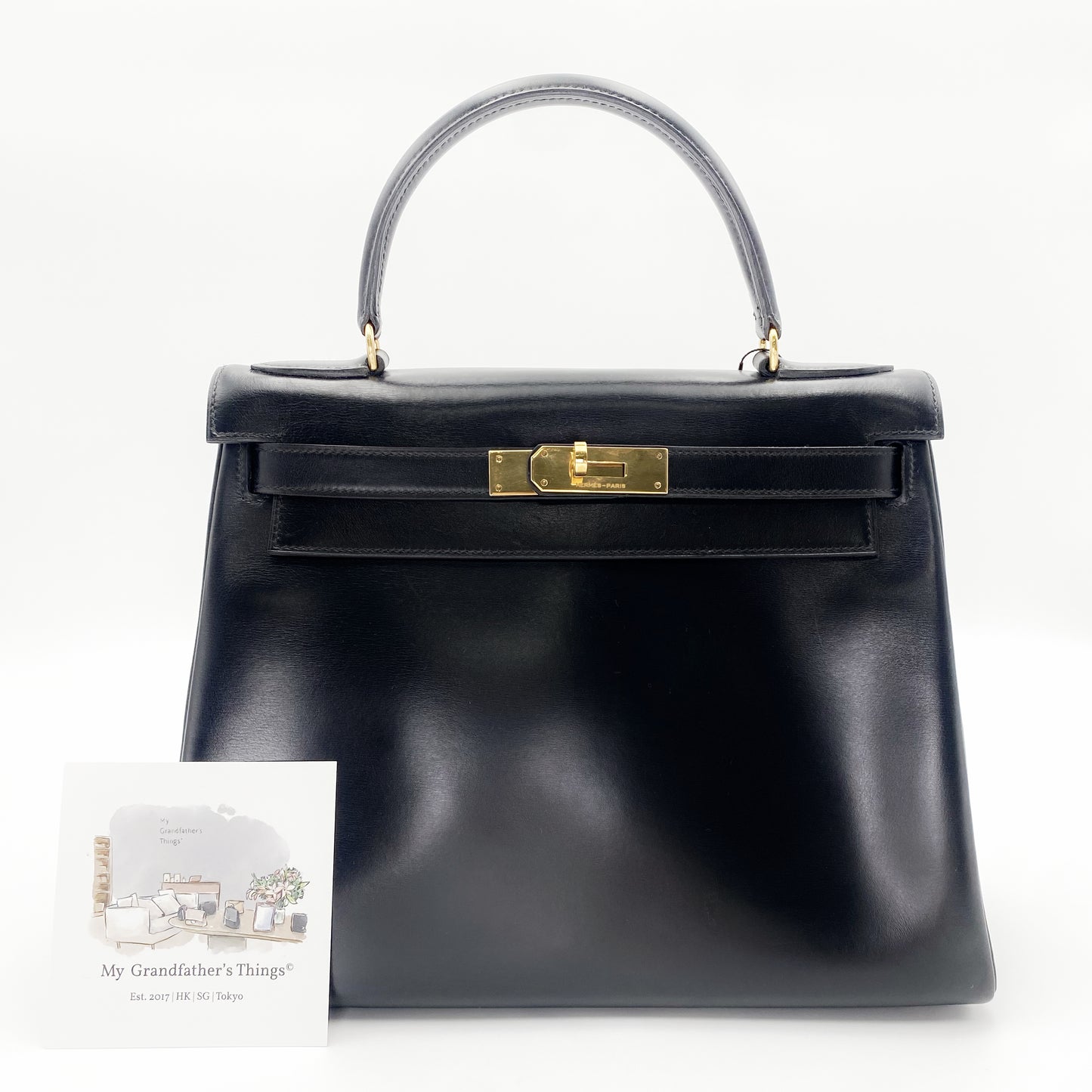 Aldrich, Vintage Authentic Hermes ⭕I 1979 kelly 28 retourne black box GHW