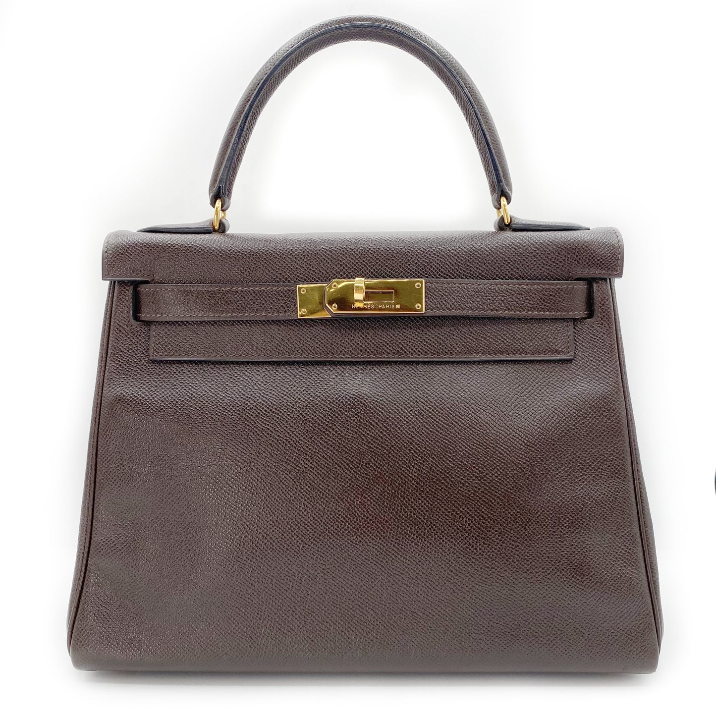 Akito, Vintage Authentic Hermes ⭕W 1993 kelly 28 retourne havane courchevel leather GHW