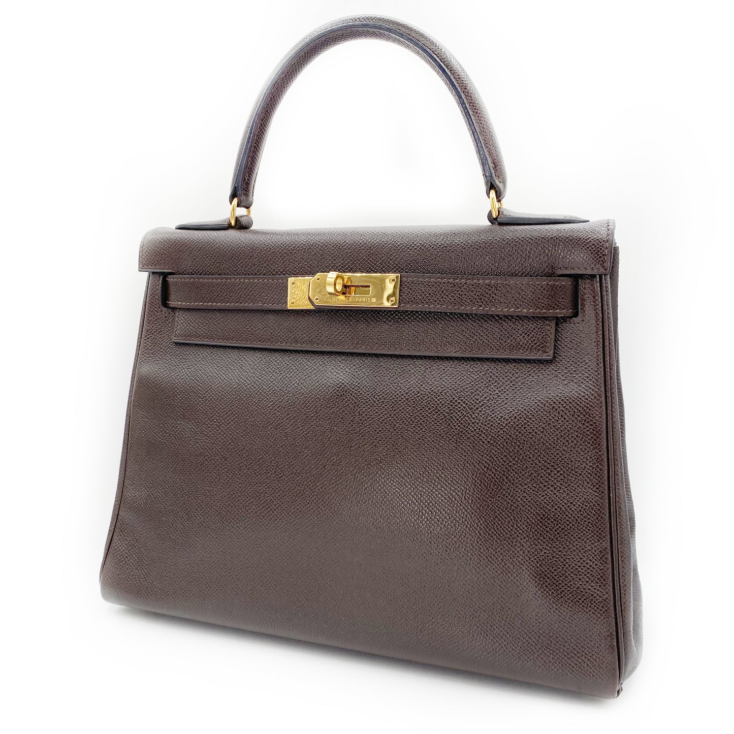 Akito, Vintage Authentic Hermes ⭕W 1993 kelly 28 retourne havane courchevel leather GHW