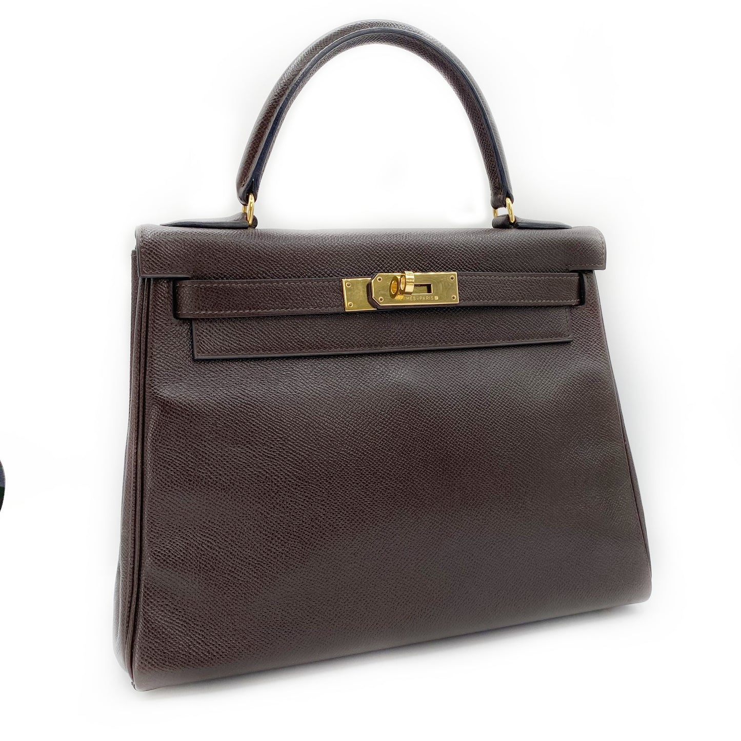 Akito, Vintage Authentic Hermes ⭕W 1993 kelly 28 retourne havane courchevel leather GHW