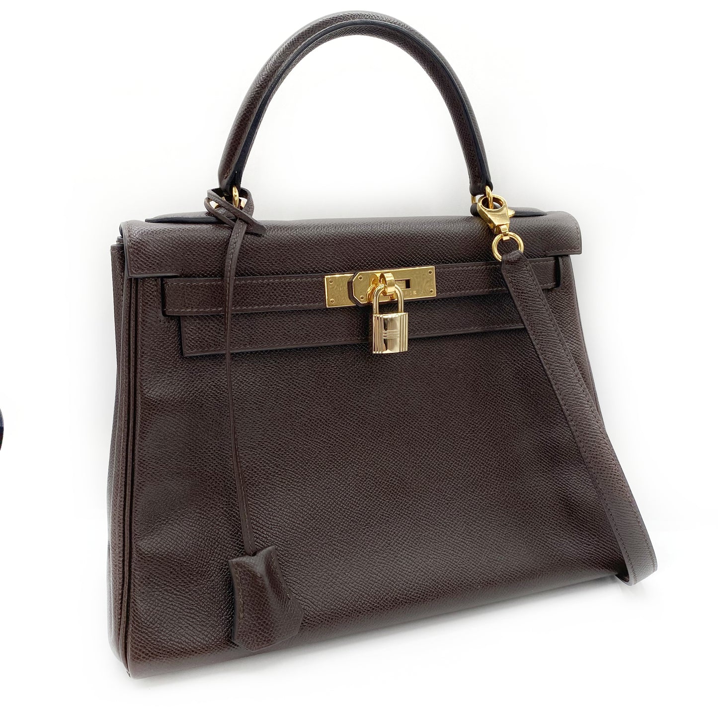 Akito, Vintage Authentic Hermes ⭕W 1993 kelly 28 retourne havane courchevel leather GHW