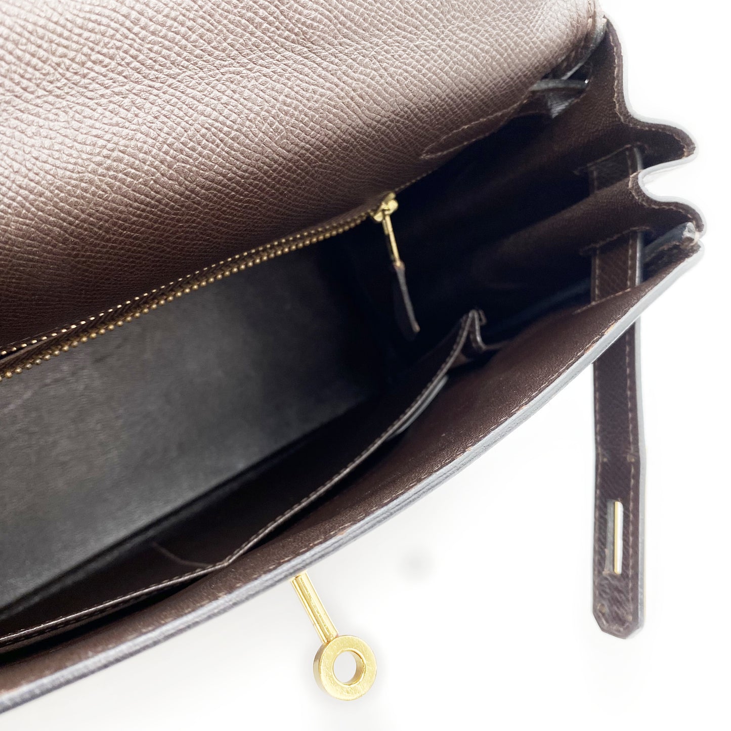 Akito, Vintage Authentic Hermes ⭕W 1993 kelly 28 retourne havane courchevel leather GHW
