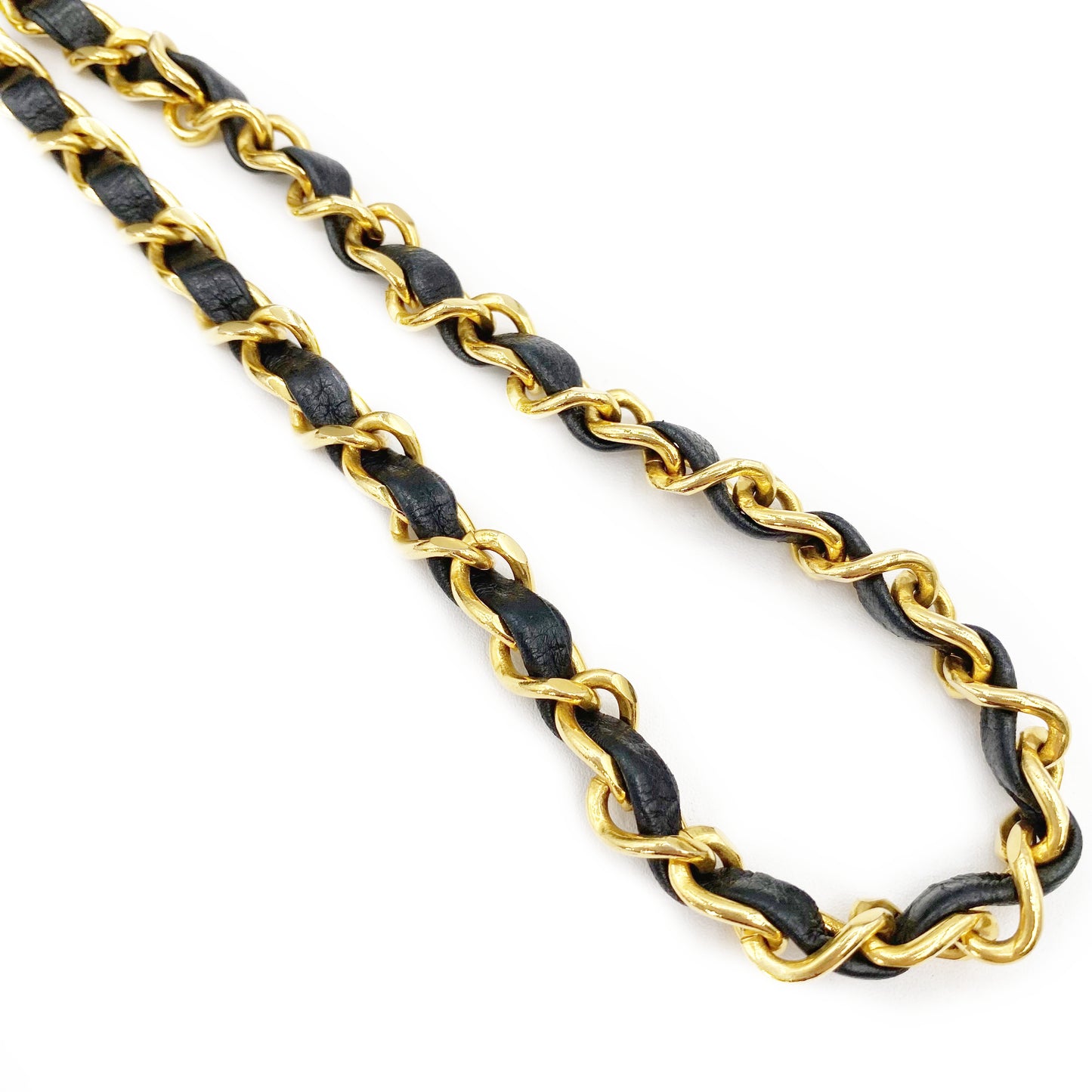 Julio, Vintage Authentic Chanel 1 series matelasse half moon chain black lambskin with seal and card
