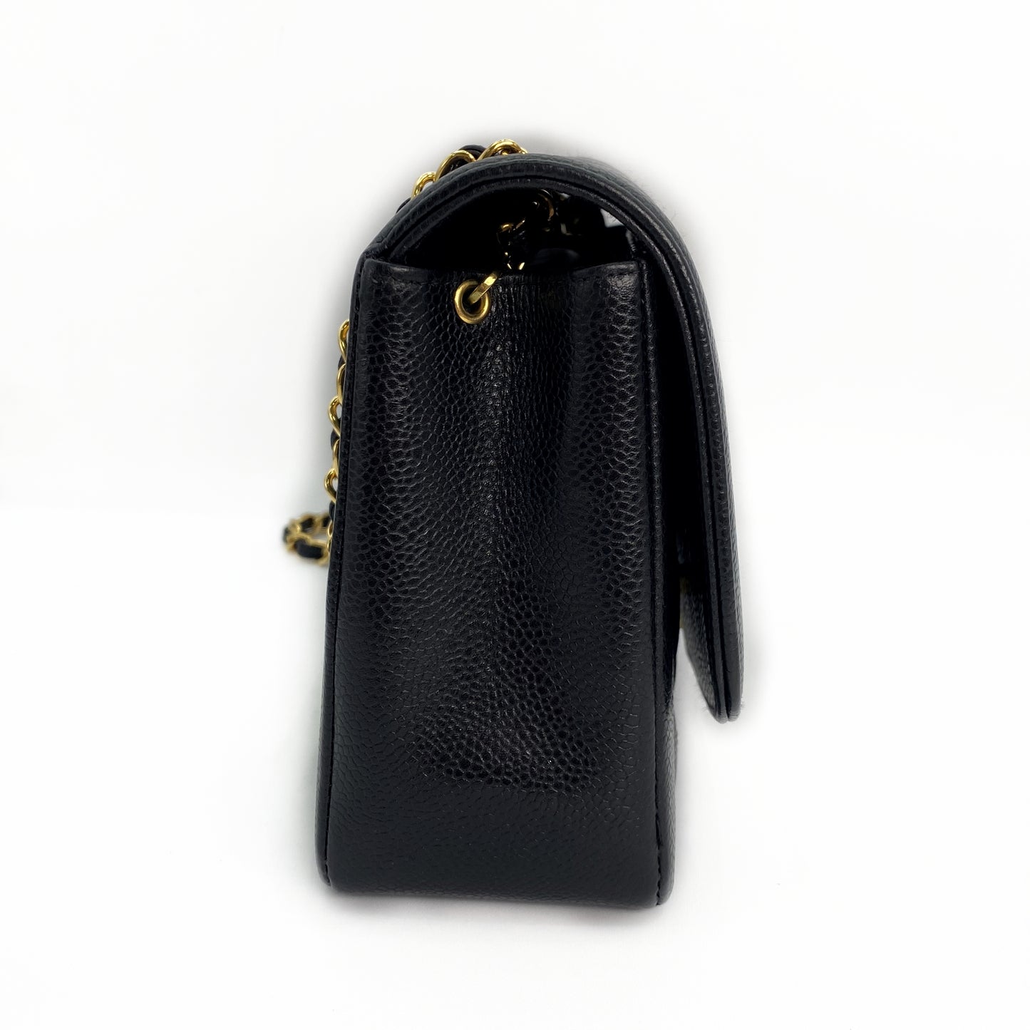 Solstice, Vintage Authentic Chanel 3 series medium black caviar diana with seal and card
