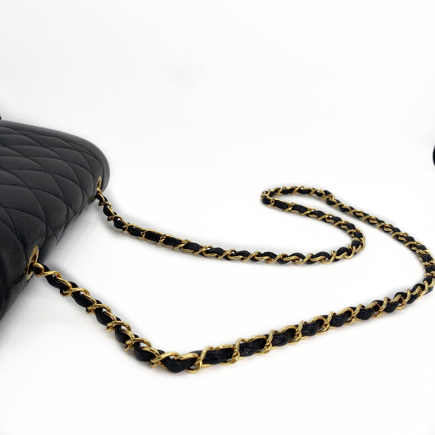 Solstice, Vintage Authentic Chanel 3 series medium black caviar diana with seal and card