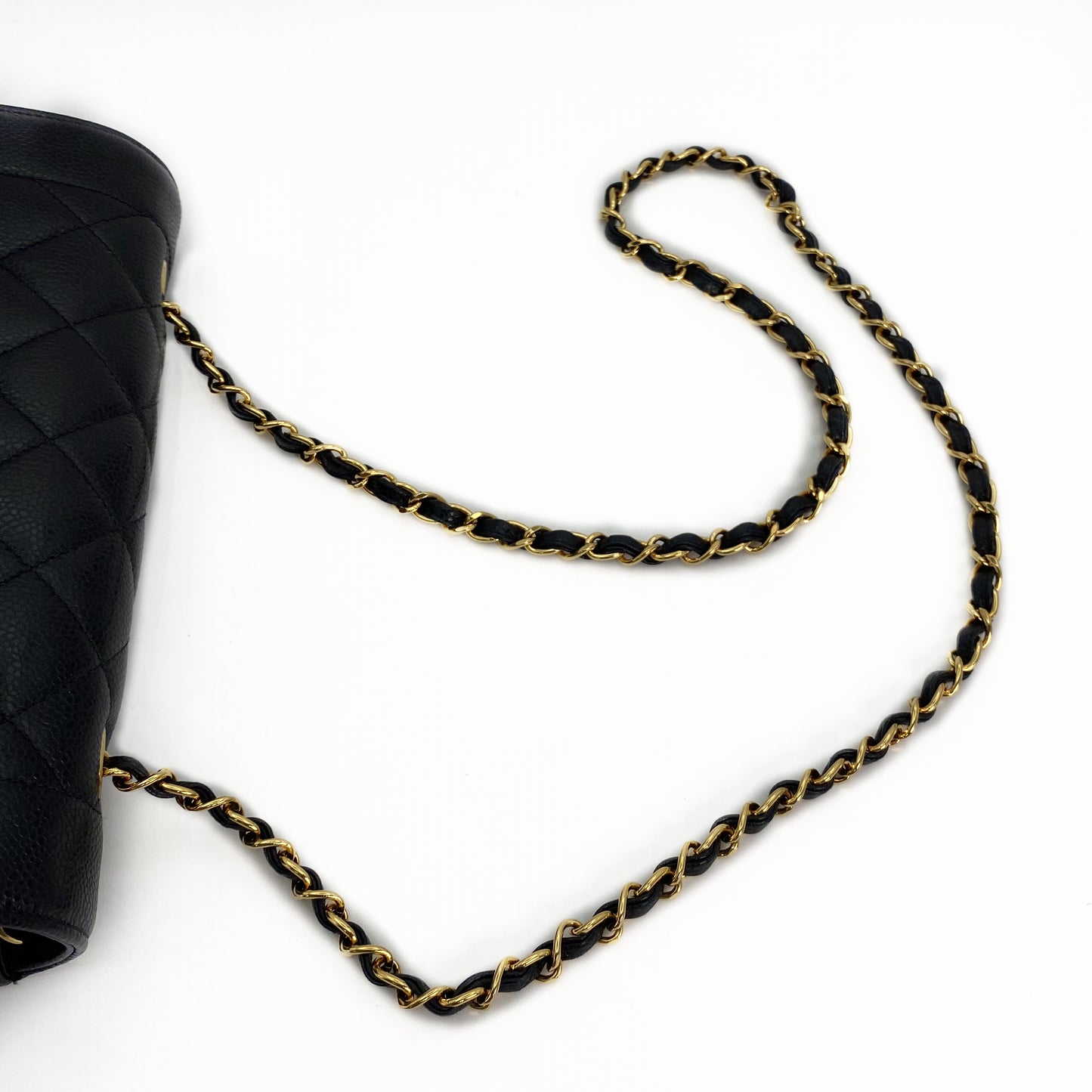 Solstice, Vintage Authentic Chanel 3 series medium black caviar diana with seal and card