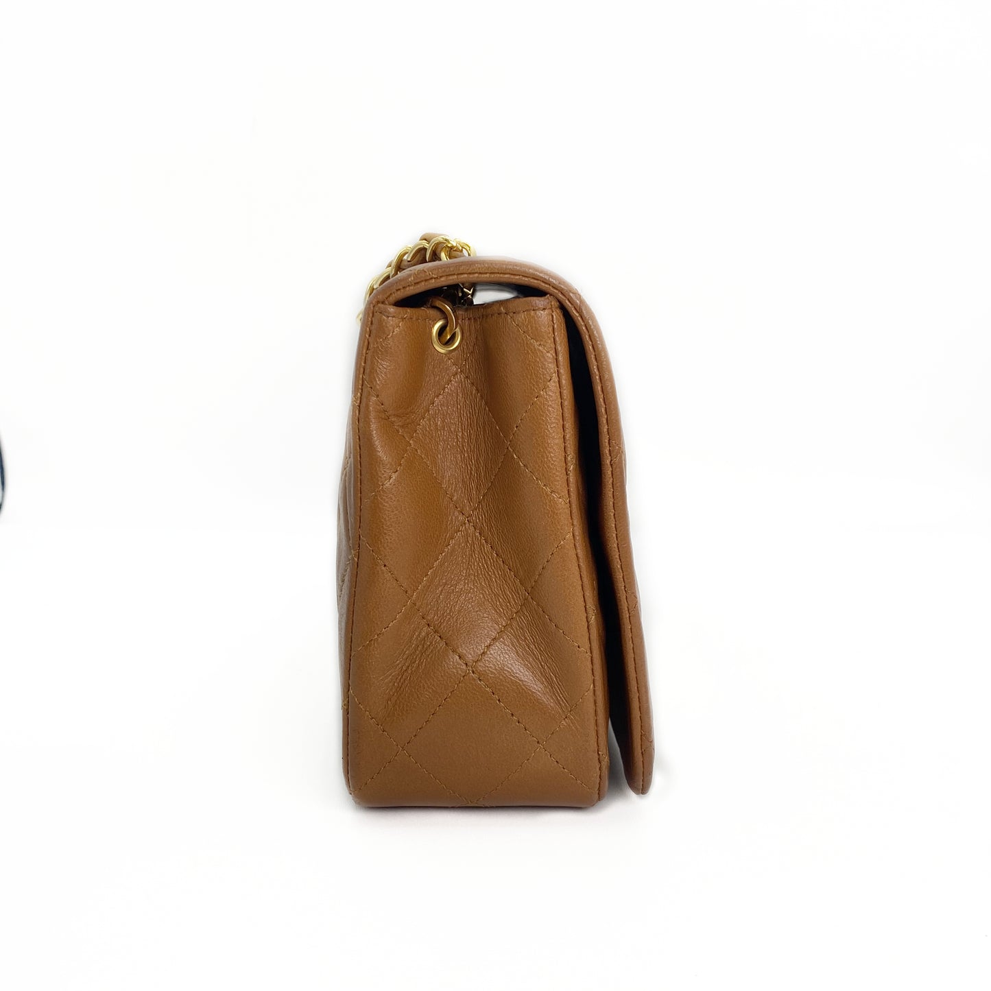 Reece Jr, Vintage Authentic Chanel 1 series full flap chain brown lambskin with seal and card