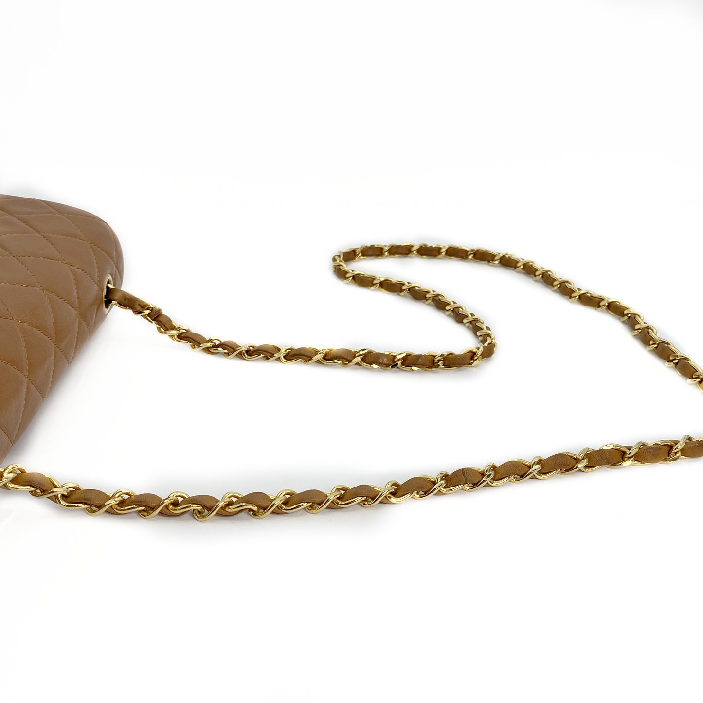 Reece Jr, Vintage Authentic Chanel 1 series full flap chain brown lambskin with seal and card