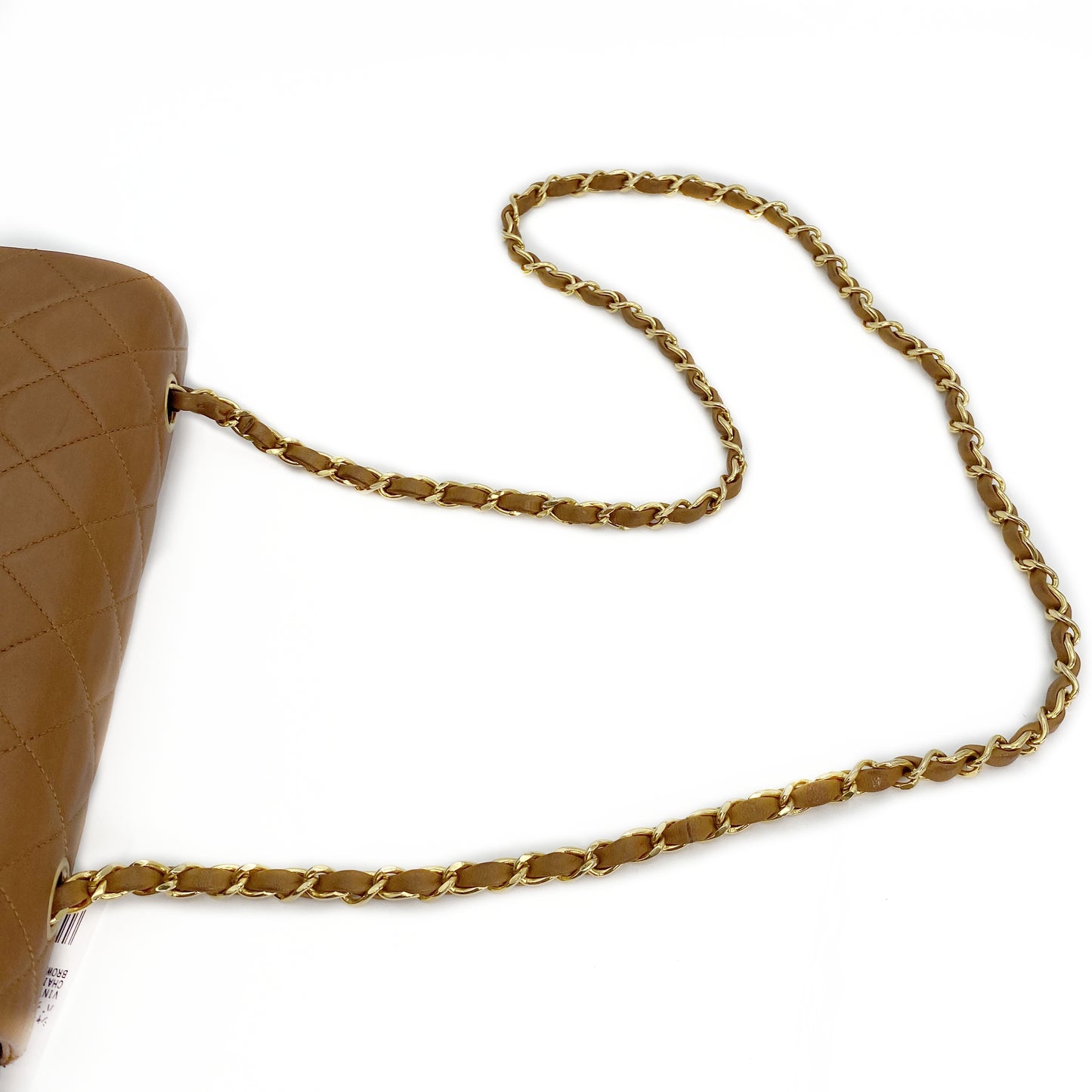 Reece Jr, Vintage Authentic Chanel 1 series full flap chain brown lambskin with seal and card