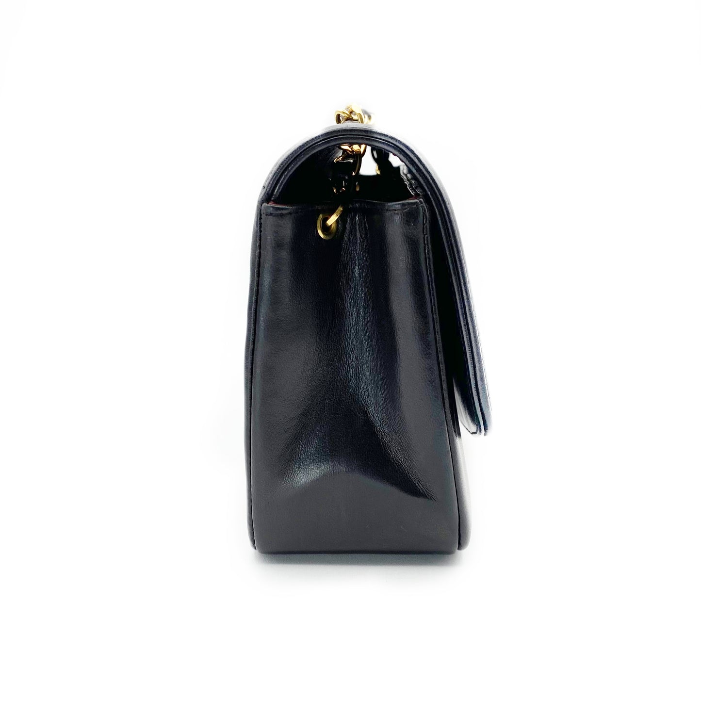 Theodoro, Vintage Authentic Chanel 2 series small black lambskin diana with seal and card