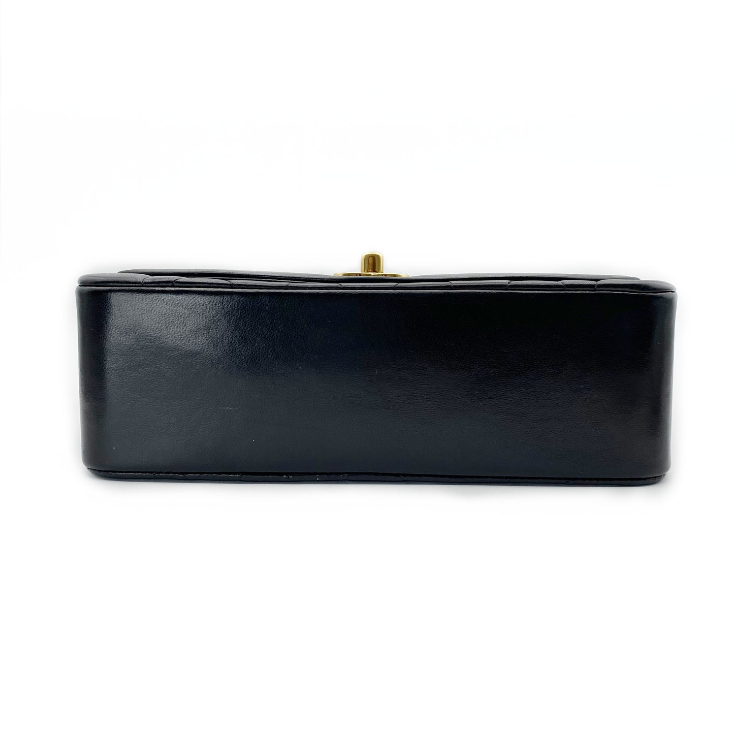 Theodoro, Vintage Authentic Chanel 2 series small black lambskin diana with seal and card