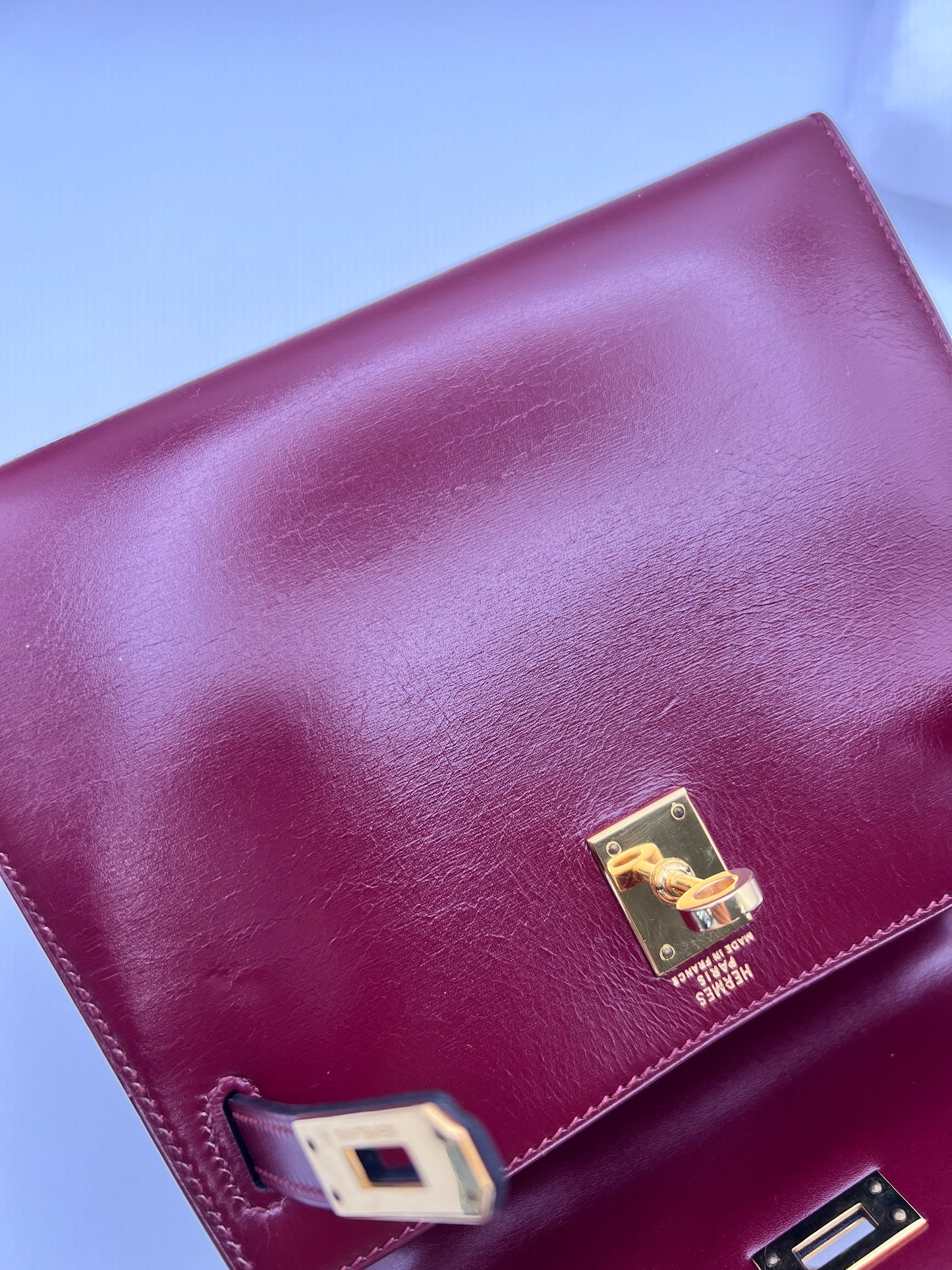 Concon, Vintage Authentic Hermes Kelly 20 Rouge H Short Handle