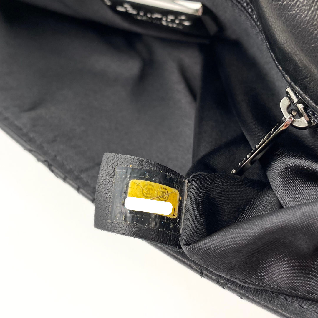 Ruelle, 10 Series Camellia Icon Motif Black Lambskin with seal only