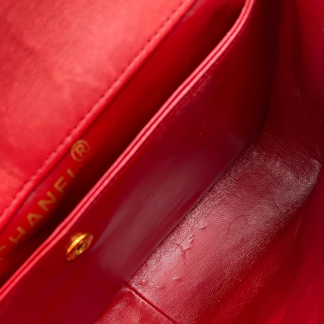 Hiroki, 1 Series Red Lambskin Horizon Flap Gold Hardware with seal only