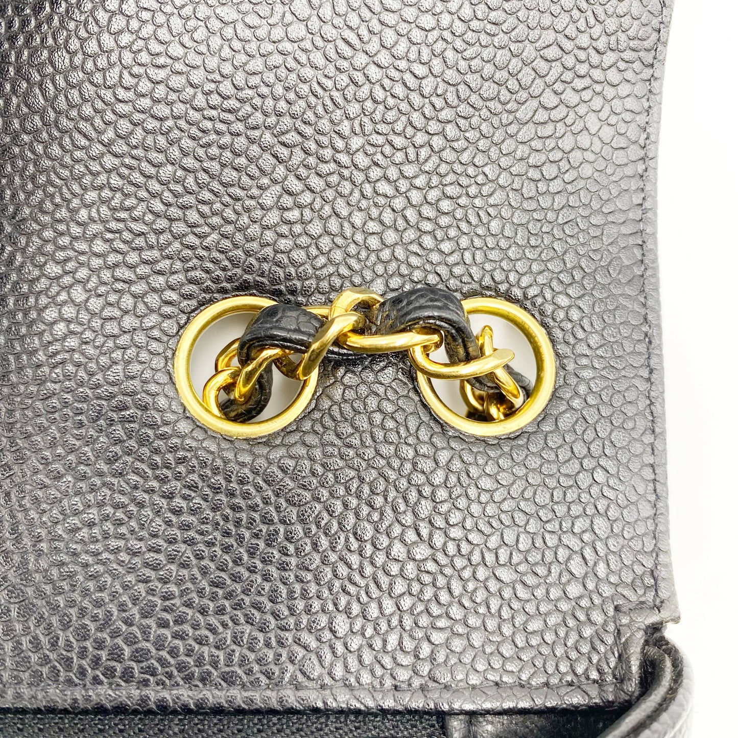 Jolly, Vintage Authentic Chanel 3 series mademoiselle chain black caviar with seal and card