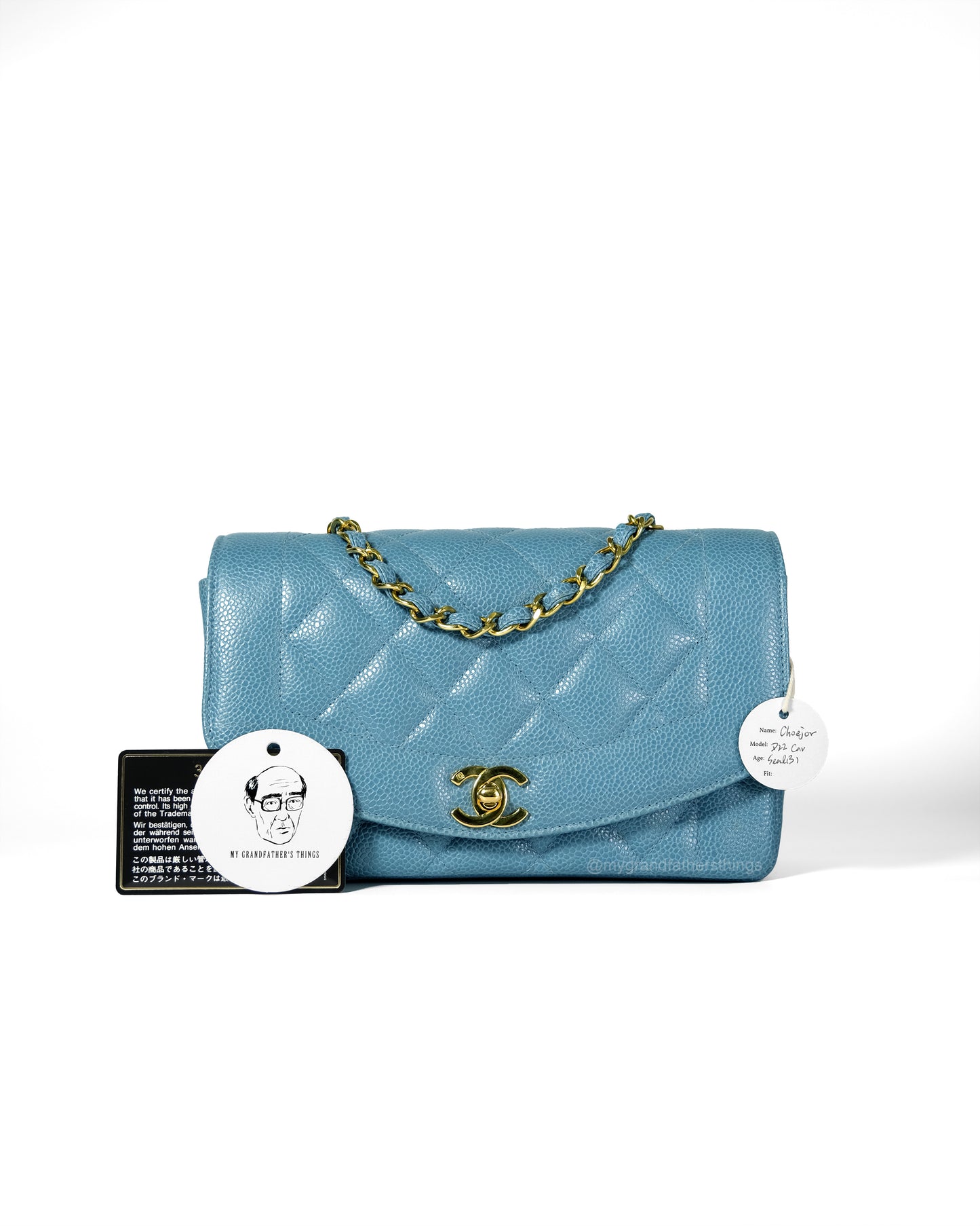 Choejor, 3 Series Small Diana Blue Caviar with seal and card