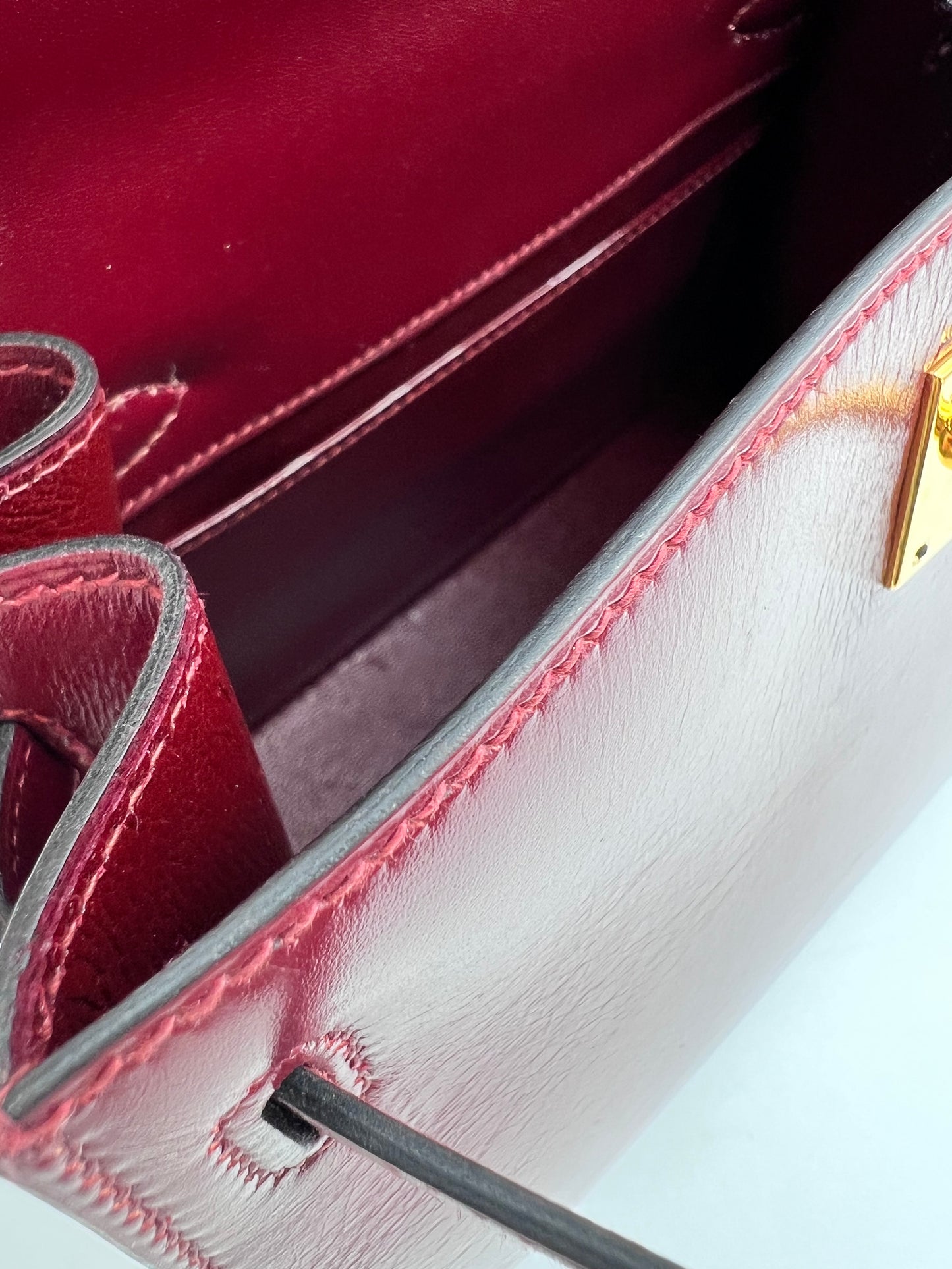 Concon, Vintage Authentic Hermes Kelly 20 Rouge H Short Handle