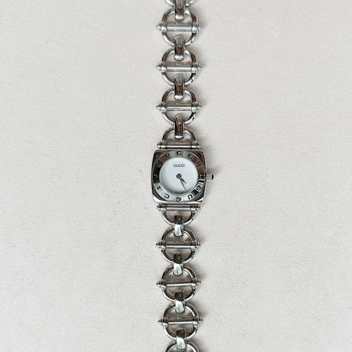 F - GUCCI2 - Gucci Horsebite 6400L 0084075 SS QZ White