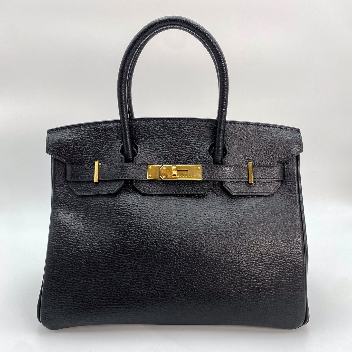 Luffy, Vintage Authentic Hermes 🟥E 2001 birkin 30 black ardennes GHW with chain, clochette, and key