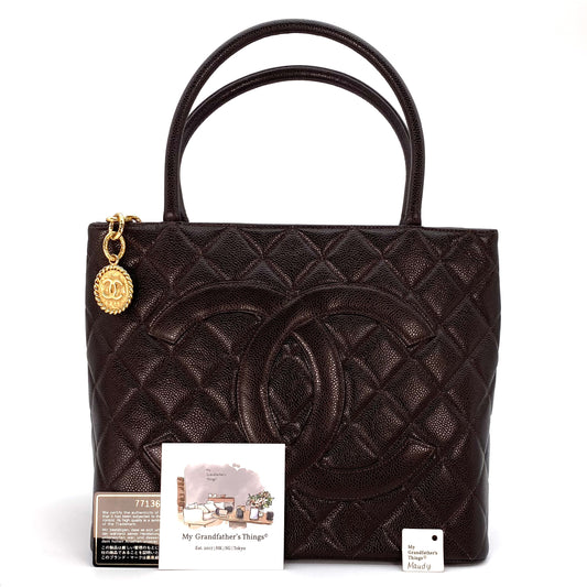 Maudy, 7 Series Medallion Brown Caviar Tote with seal and card
