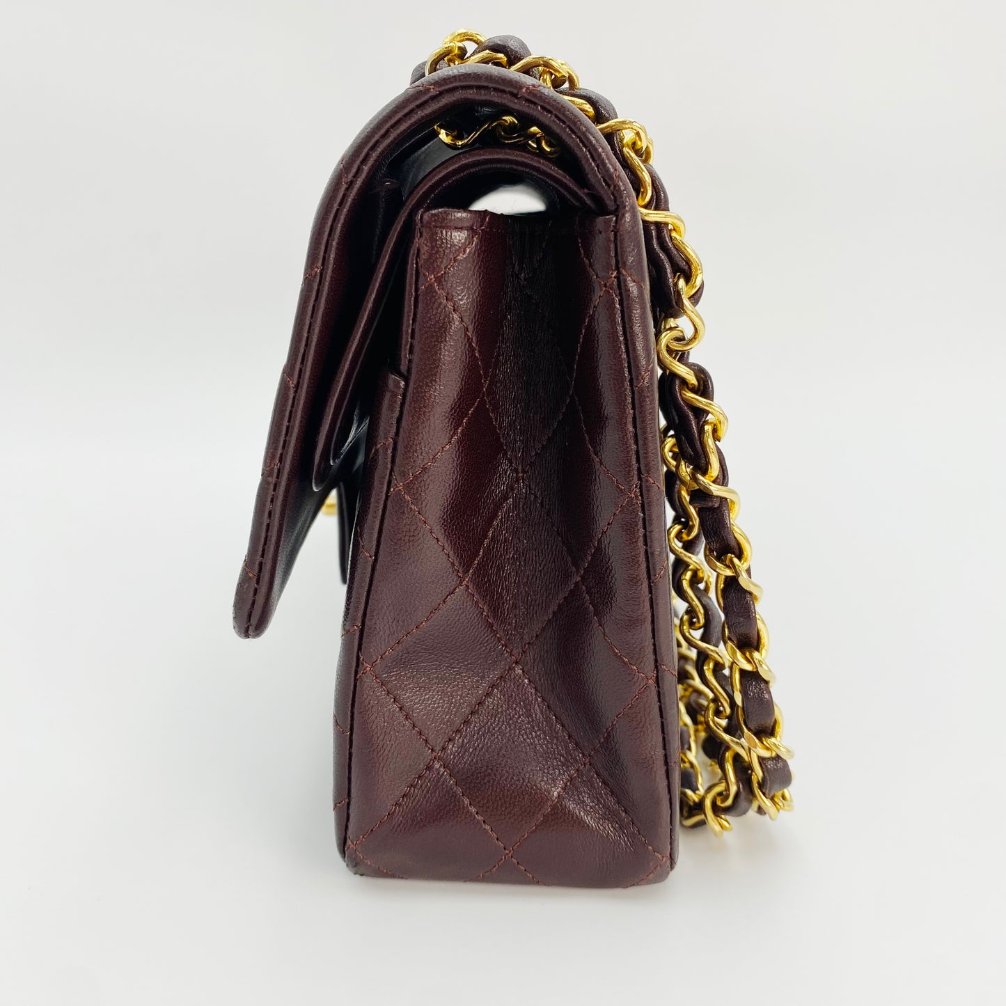 Maneka, Vintage Authentic Chanel 1 series medium classic flap brown lambskin with seal and card