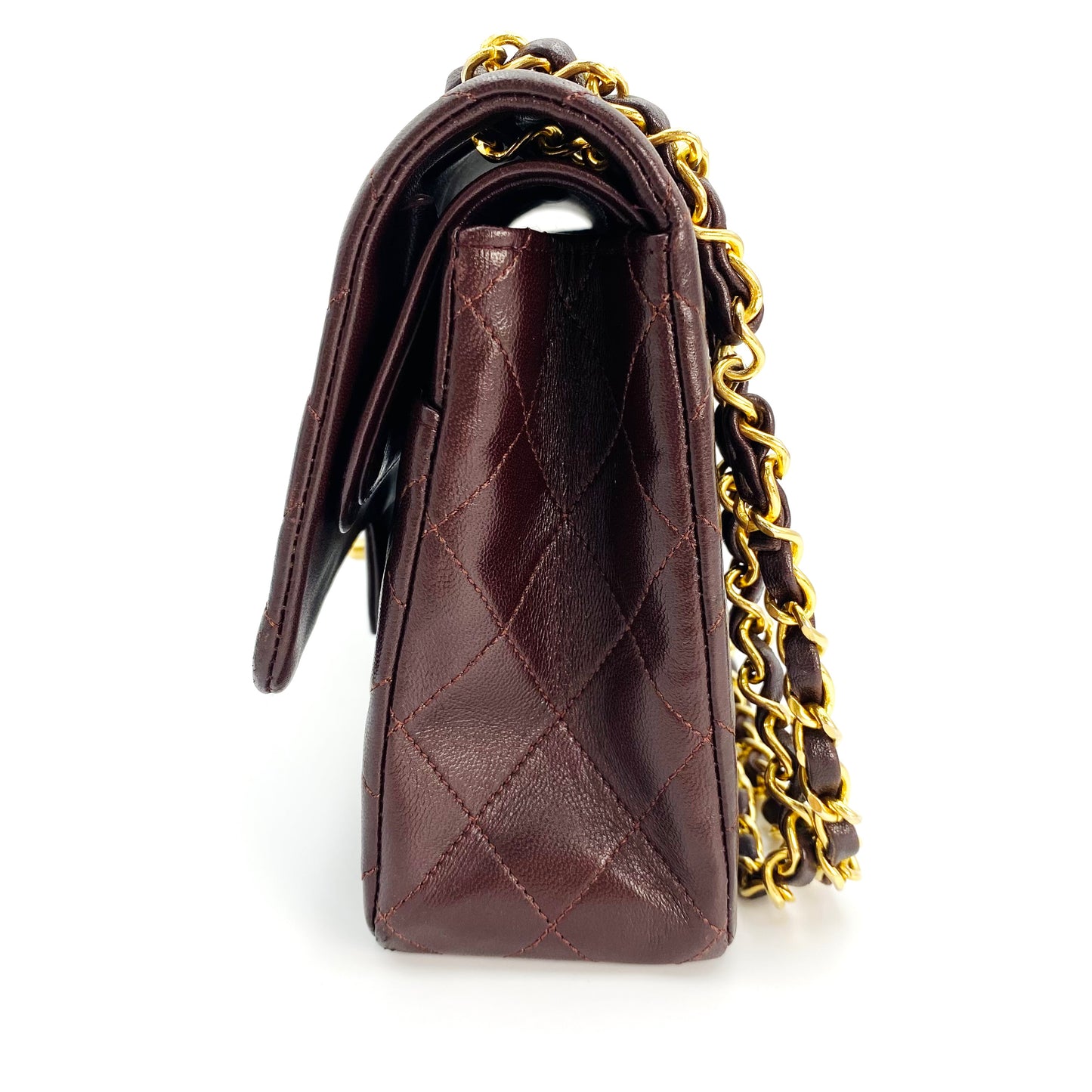 Maneka, Vintage Authentic Chanel 1 series medium classic flap brown lambskin with seal and card