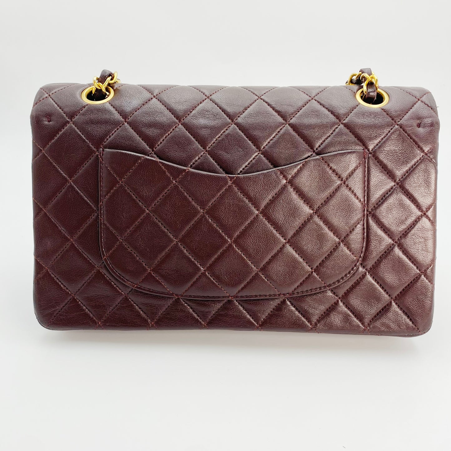 Maneka, Vintage Authentic Chanel 1 series medium classic flap brown lambskin with seal and card