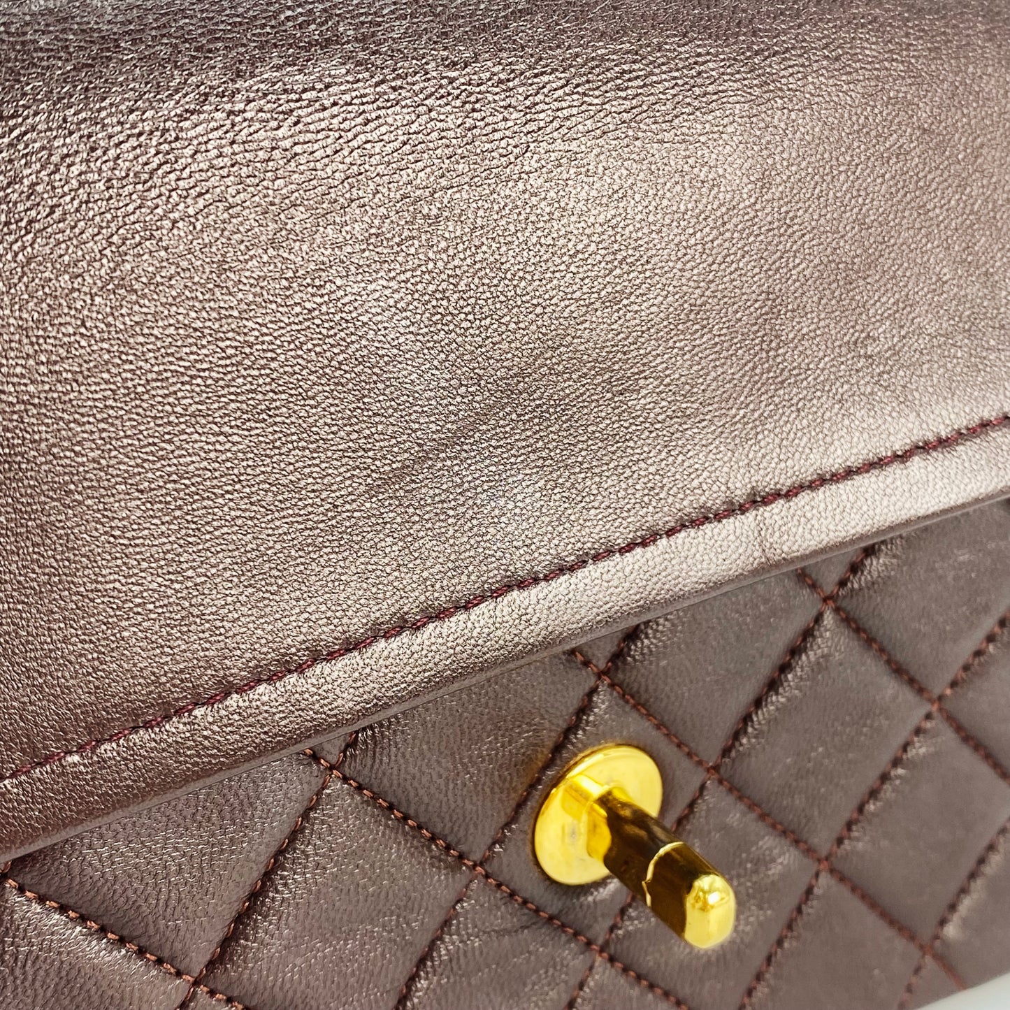 Maneka, Vintage Authentic Chanel 1 series medium classic flap brown lambskin with seal and card