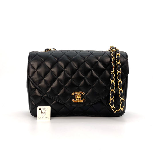 Ian, 0 Series Half Moon Black Lambskin with seal only