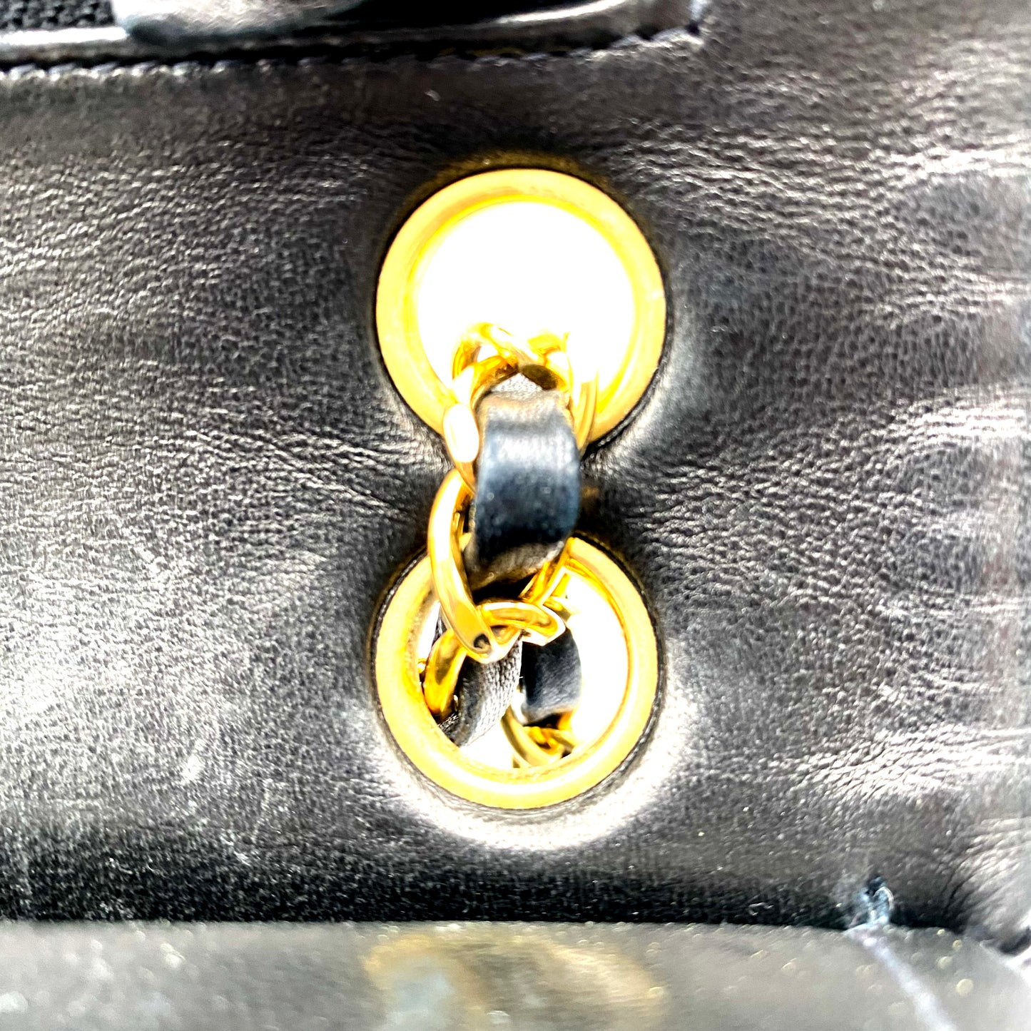 Shawn, Vintage Authentic Chanel 2 series small black classic flap with seal and card