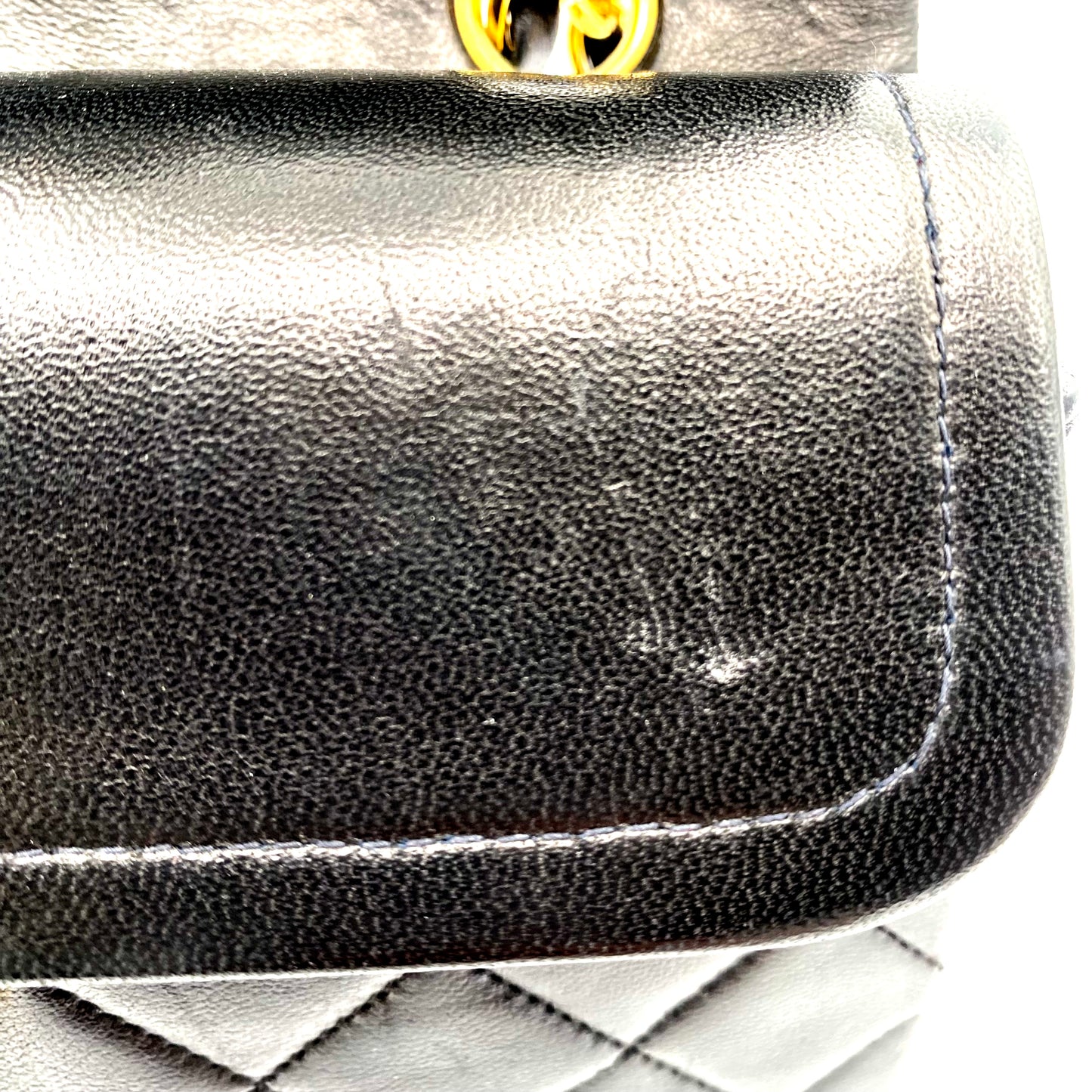 Shawn, Vintage Authentic Chanel 2 series small black classic flap with seal and card