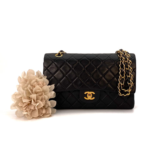 Pagani, 2 Series Medium Classic Flap Black Lambskin with seal and card