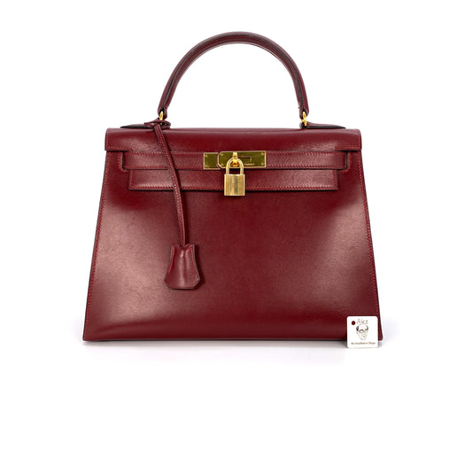 Alez, 1988 Kelly 28 Sellier Rouge H Boxcalf Gold Hardware with stamp 〇R