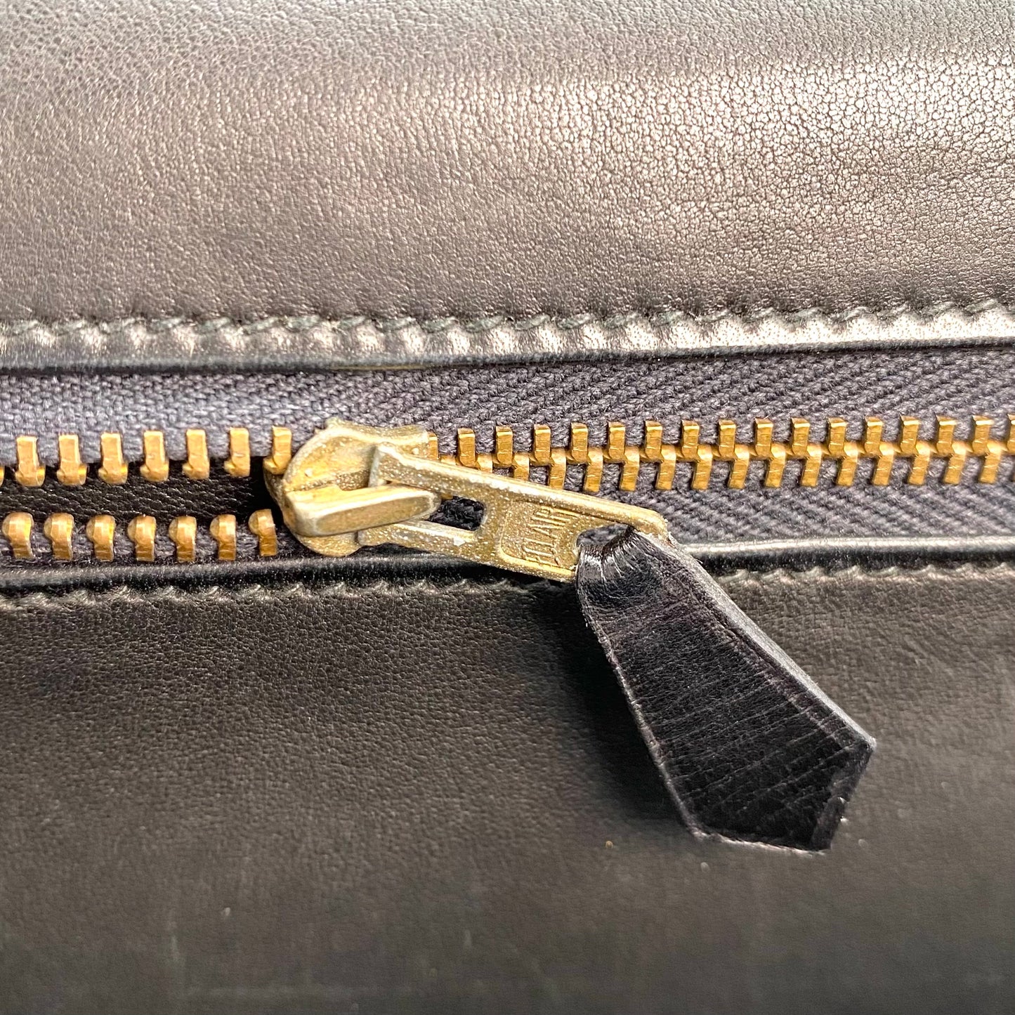 Posa, 1985 Lydie Black Boxcalf Clutch with stamp 〇O