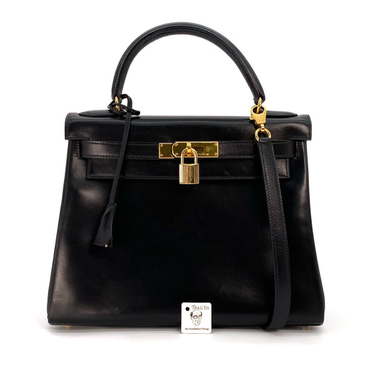 Thalita, 1994 Kelly 28 Box Calf Black with stamp ○X