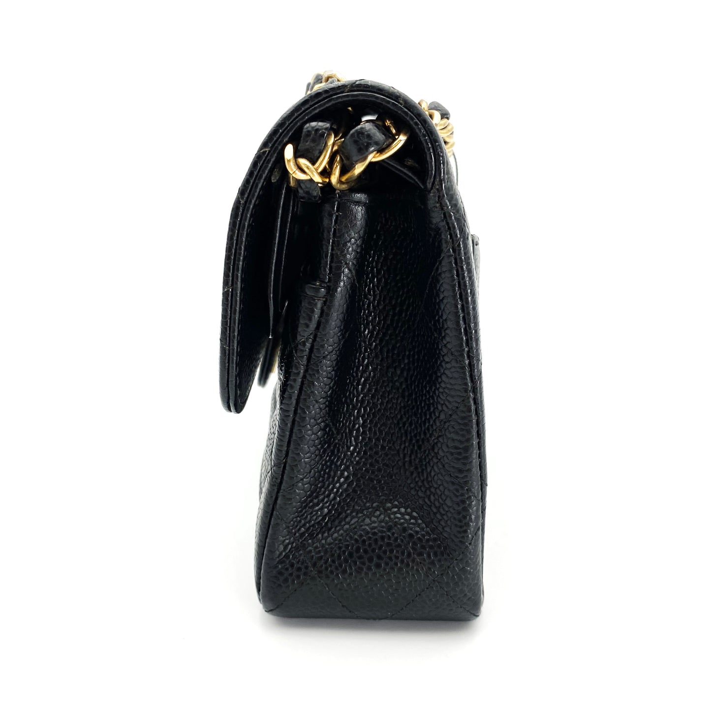Bert, Vintage Authentic Chanel 6 series small classic flap black caviar with seal and card
