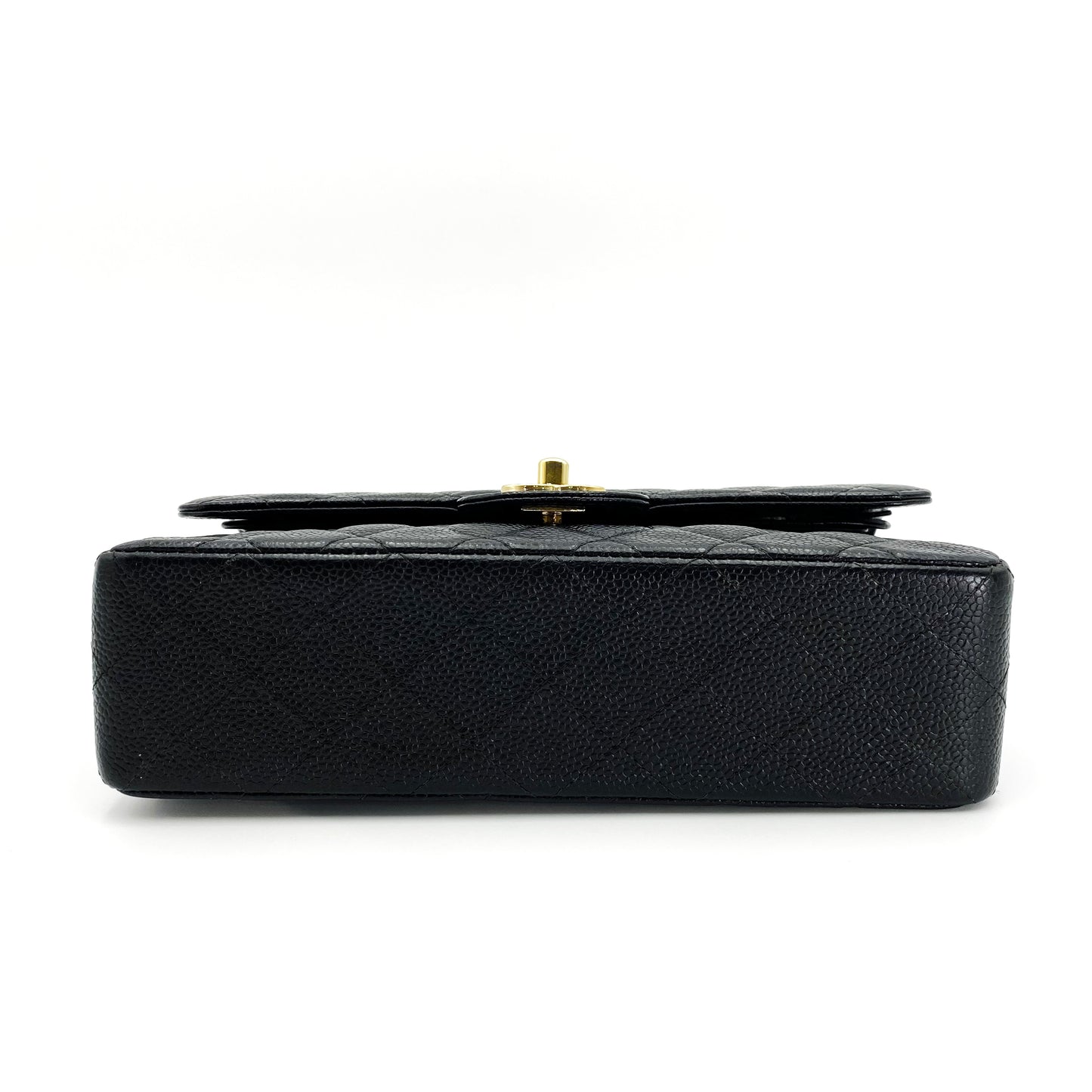 Bert, Vintage Authentic Chanel 6 series small classic flap black caviar with seal and card
