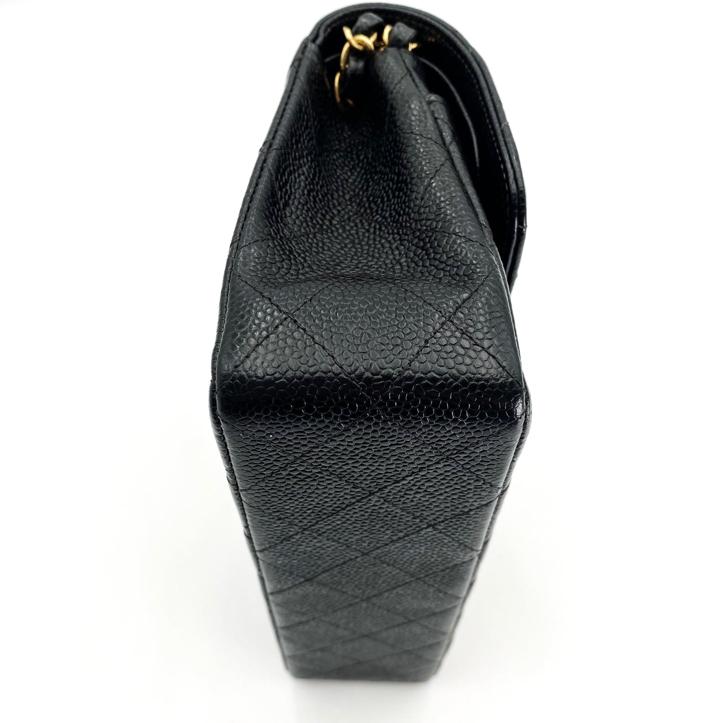 Bert, Vintage Authentic Chanel 6 series small classic flap black caviar with seal and card
