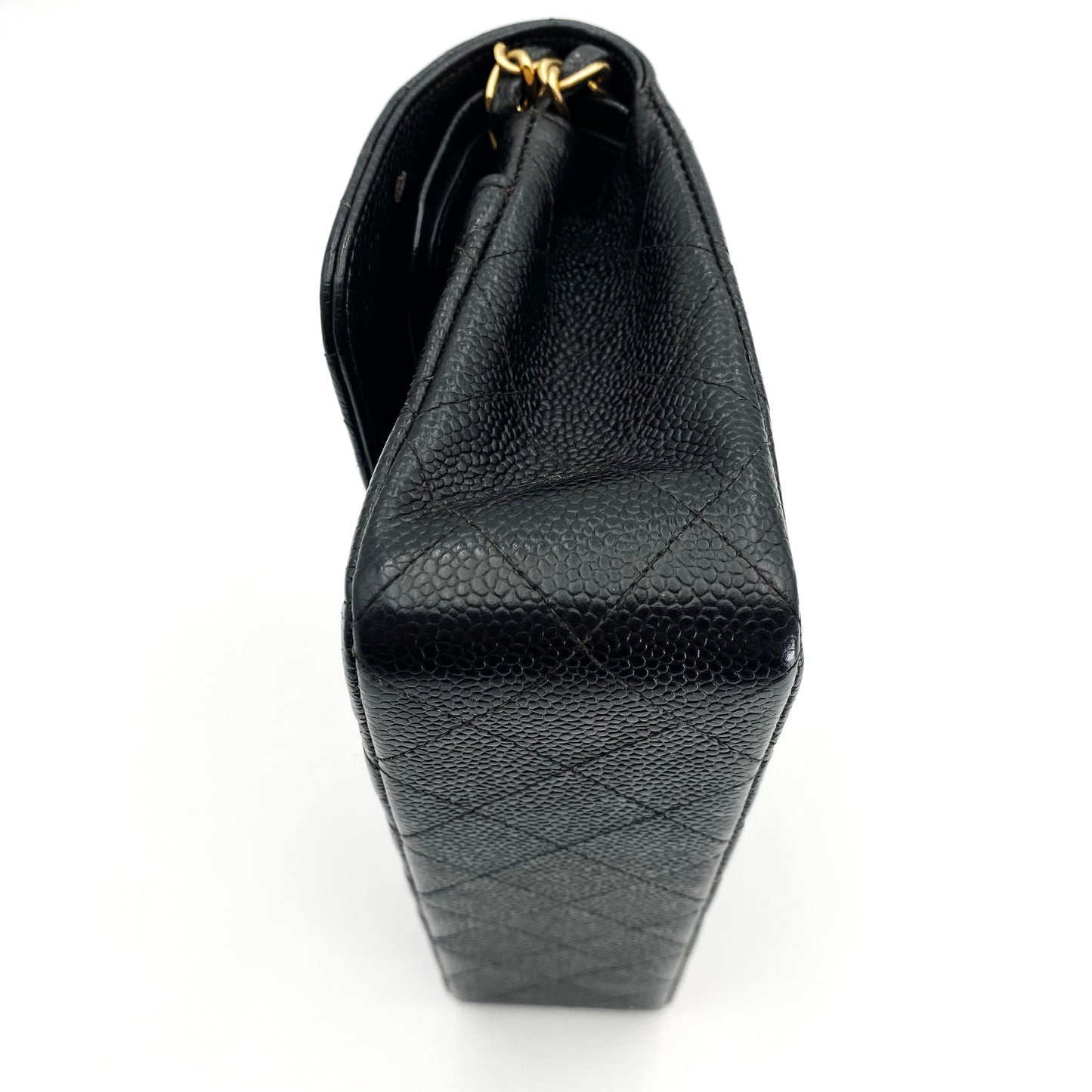 Bert, Vintage Authentic Chanel 6 series small classic flap black caviar with seal and card