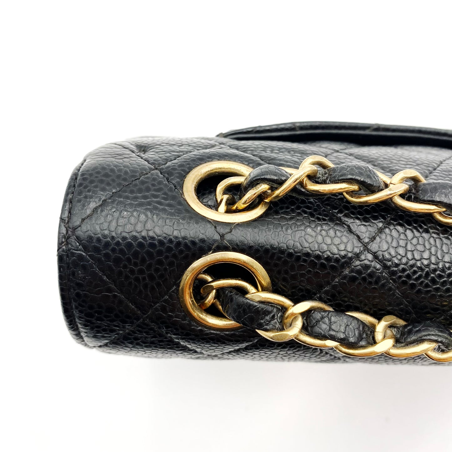 Bert, Vintage Authentic Chanel 6 series small classic flap black caviar with seal and card