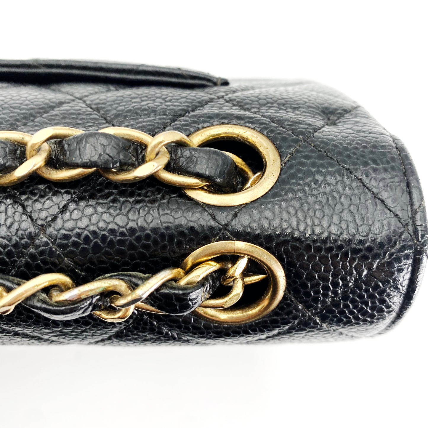 Bert, Vintage Authentic Chanel 6 series small classic flap black caviar with seal and card