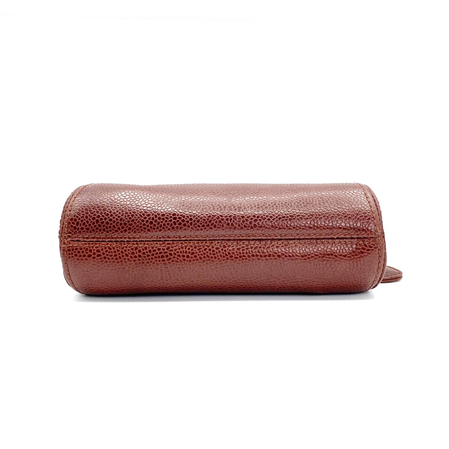 Eljayne, Vintage Authentic Chanel 5 series mini brown caviar "dumpling" with seal and card