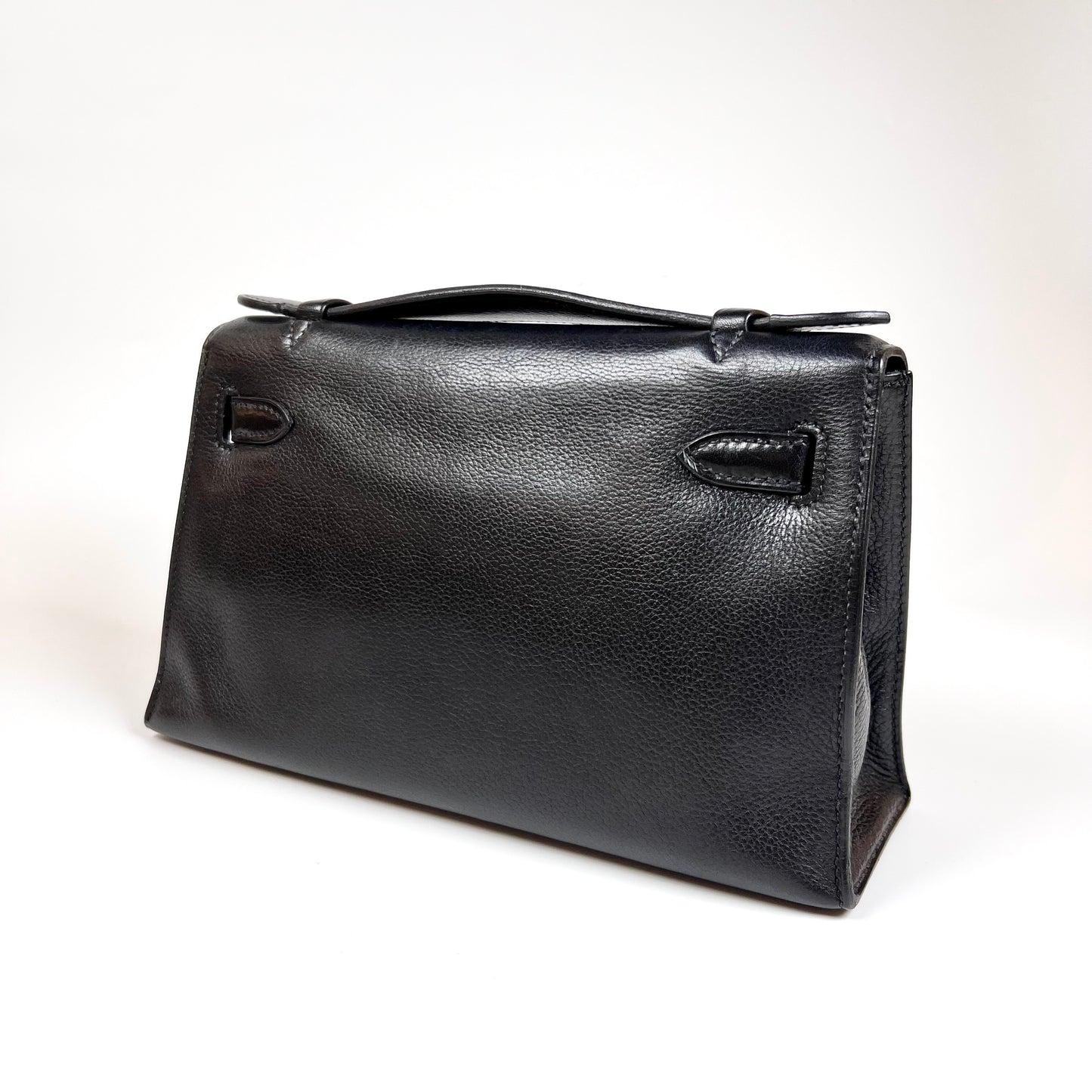 Harris, 2005 kelly pochette sellier black evergrain with stamp ⬜I SHW