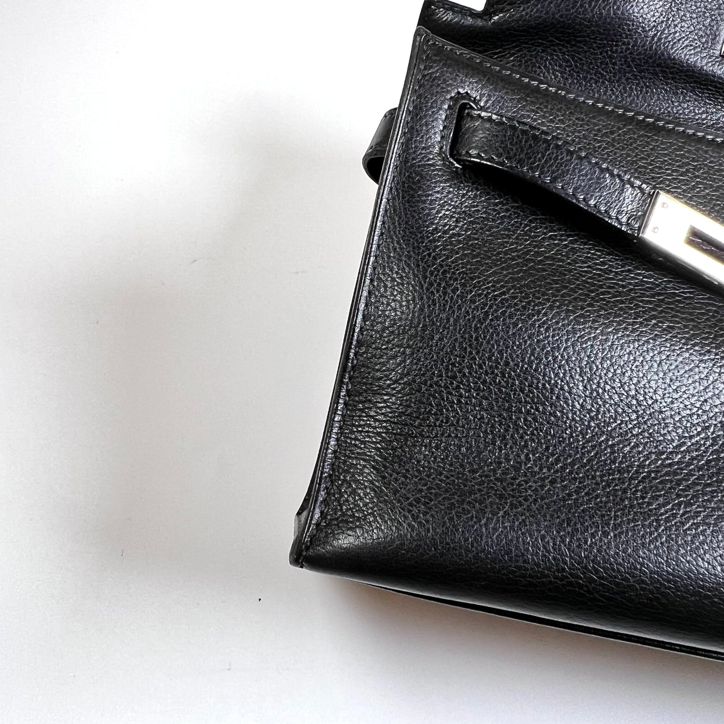 Harris, 2005 kelly pochette sellier black evergrain with stamp ⬜I SHW