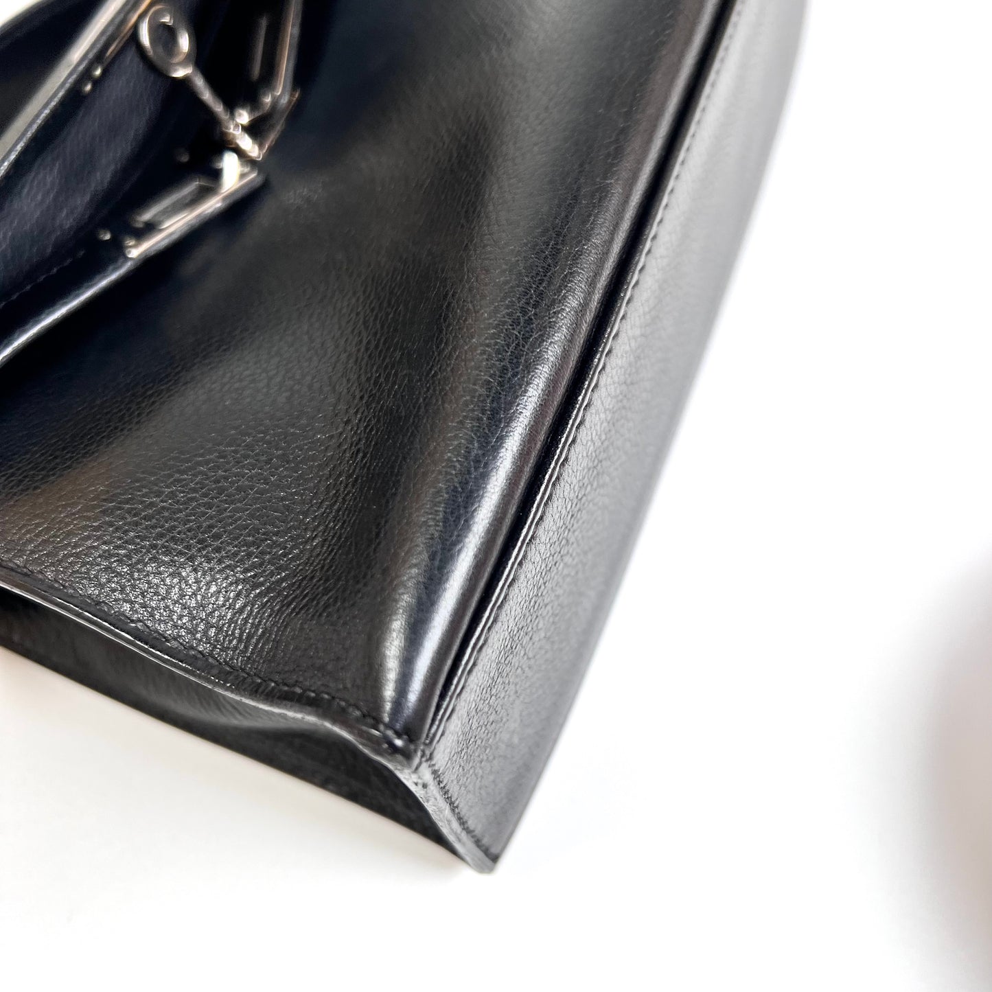 Harris, 2005 kelly pochette sellier black evergrain with stamp ⬜I SHW