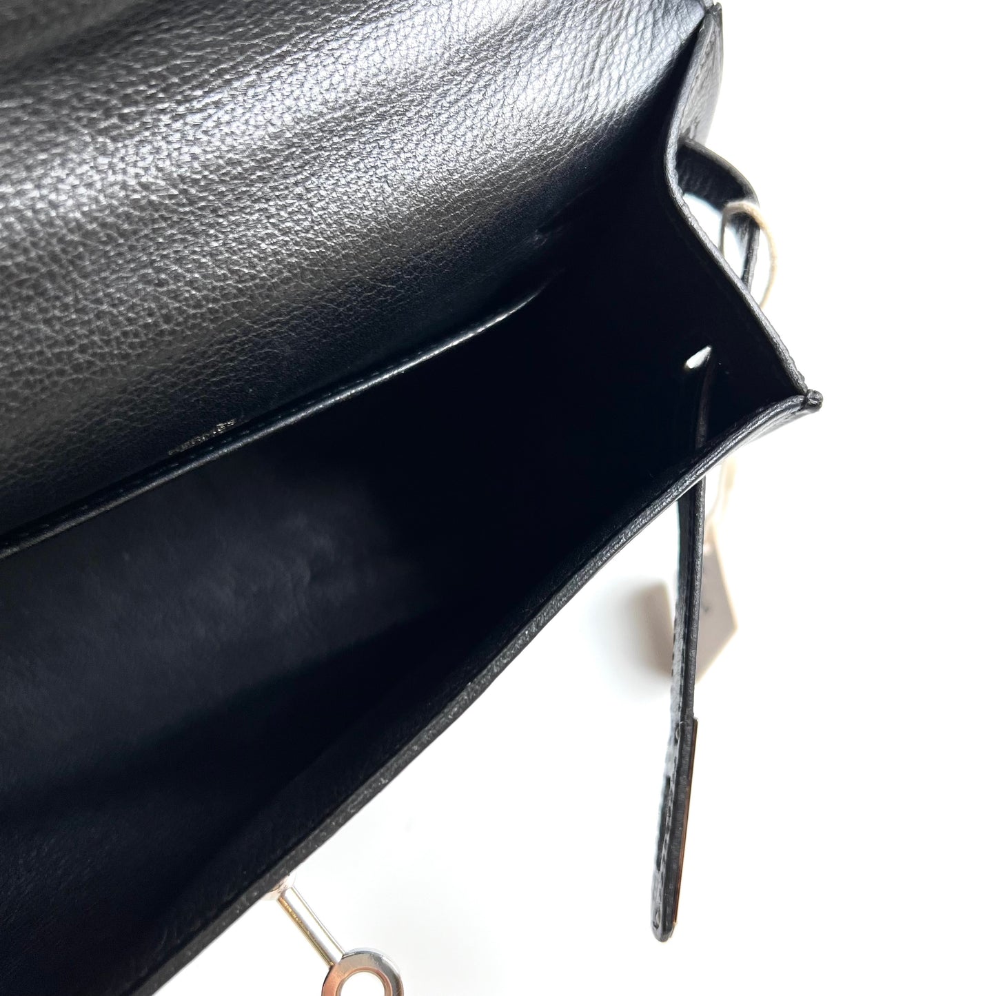Harris, 2005 kelly pochette sellier black evergrain with stamp ⬜I SHW